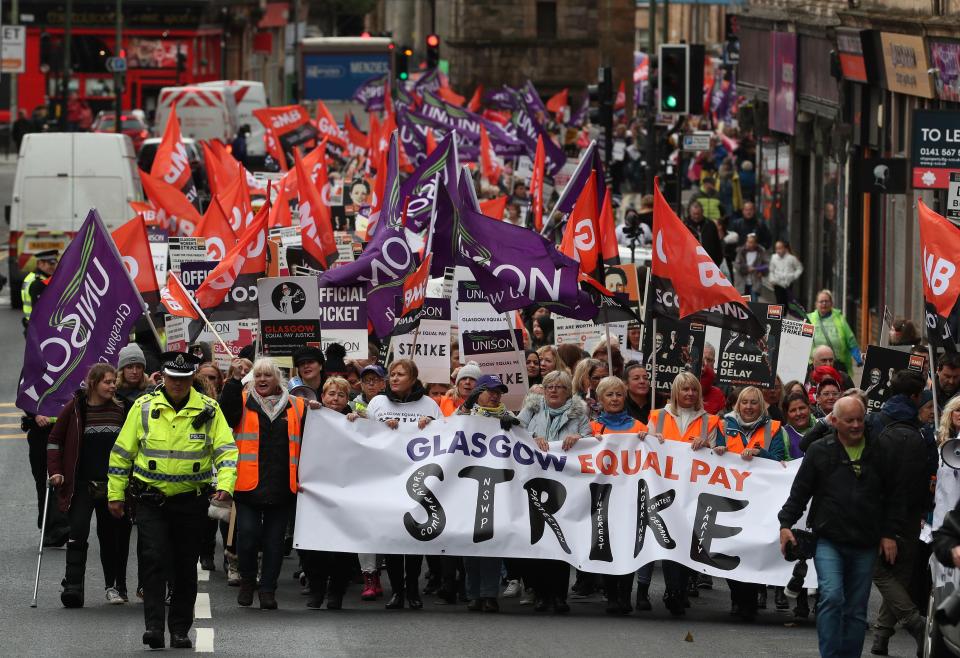  GMB and Unison marched over equal pay against Glasgow City Council