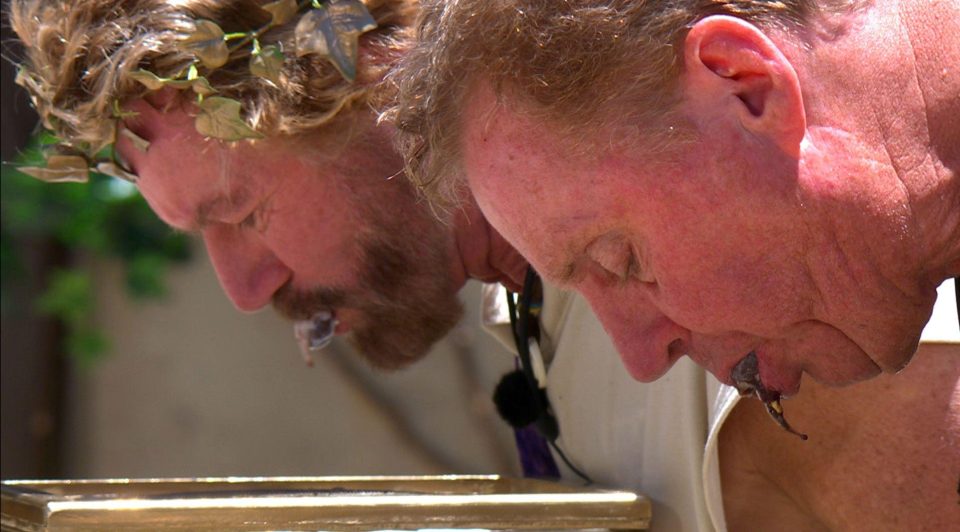  Noel Edmonds eating bugs and fish eyes with Harry Redknapp in I'm A Celeb challenge