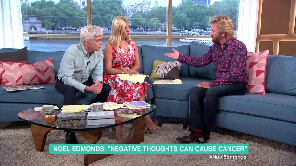  The feud stems from a 2016 chat on This Morning when Noel suggested cancer is caused by 'negative energy'