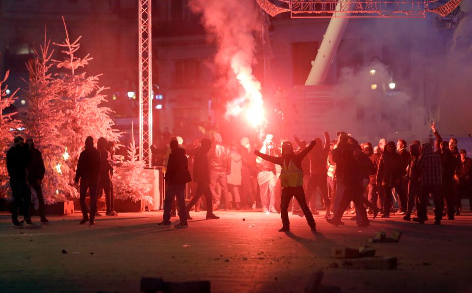  The yellow vest demonstrators were mainly angry over steep tax rises for fuel