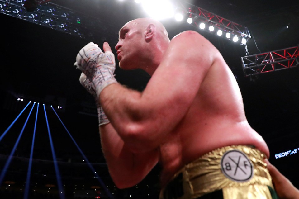 Tyson Fury blows a kiss to fans after drawing with Deontay Wilder in Los Angeles