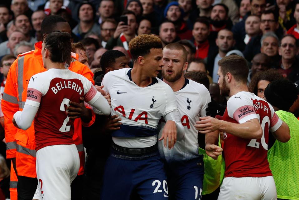  Tensions reached boiling point behind in the first half between Arsenal and Tottenham