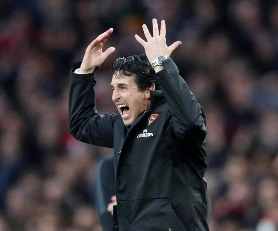  Gunners boss Unai Emery was an animated figure on the sideline