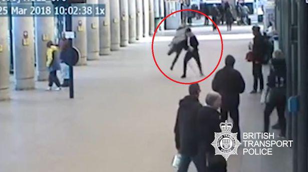  This is the moment Denton stopped Starkey from stealing a charity box in Hull Paragon Interchange station