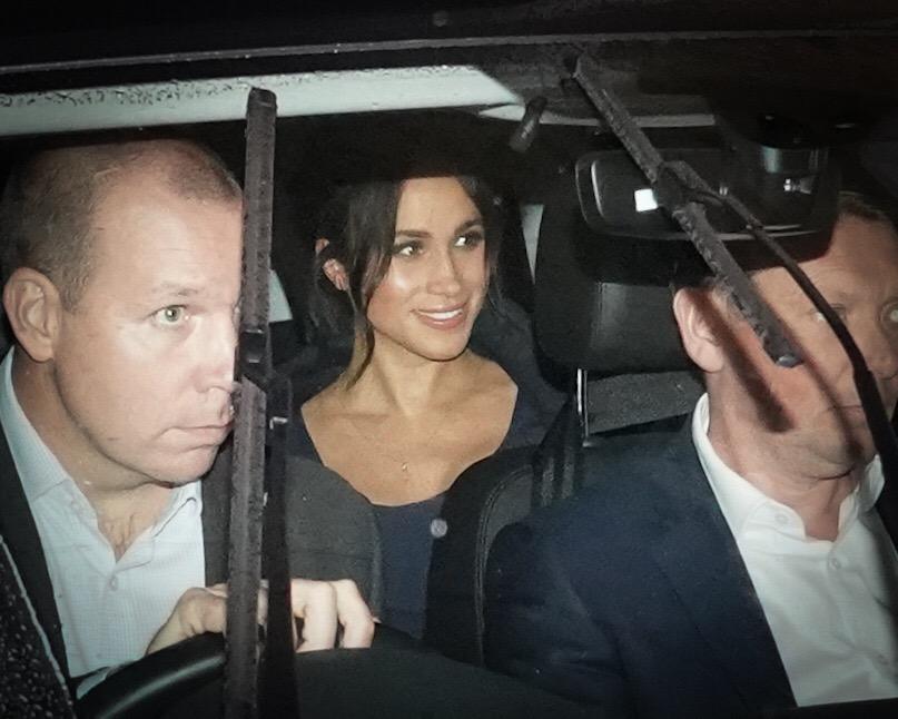 Meghan was pictured leaving St Luke's Church last night 