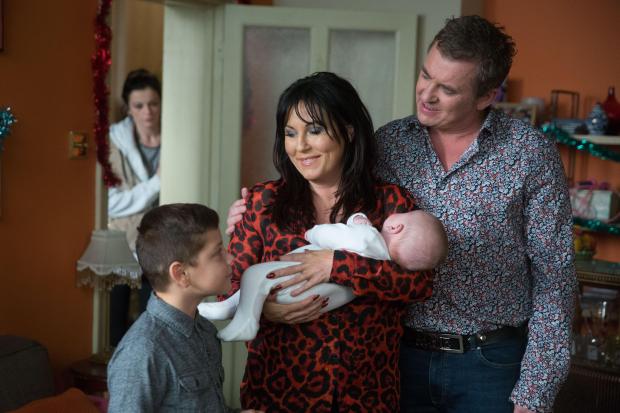 Kat Slater with Alfie Moon and her sons