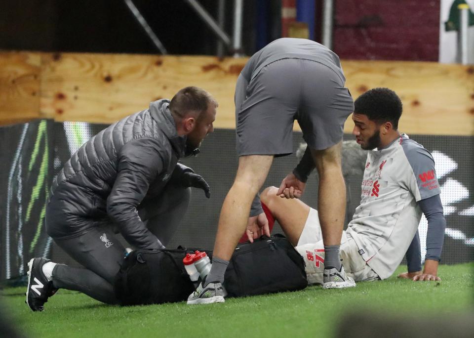  Liverpool defender Joe Gomez was forced off through injury in the 23rd minute