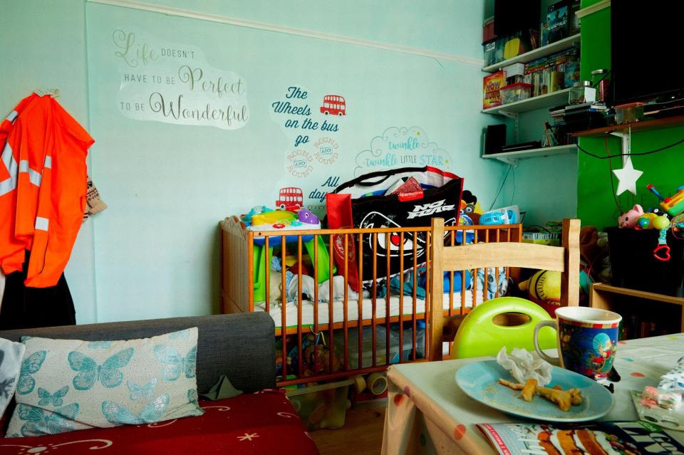  Nine-month-old Adam shares the lounge and kitchen with his dad and five siblings