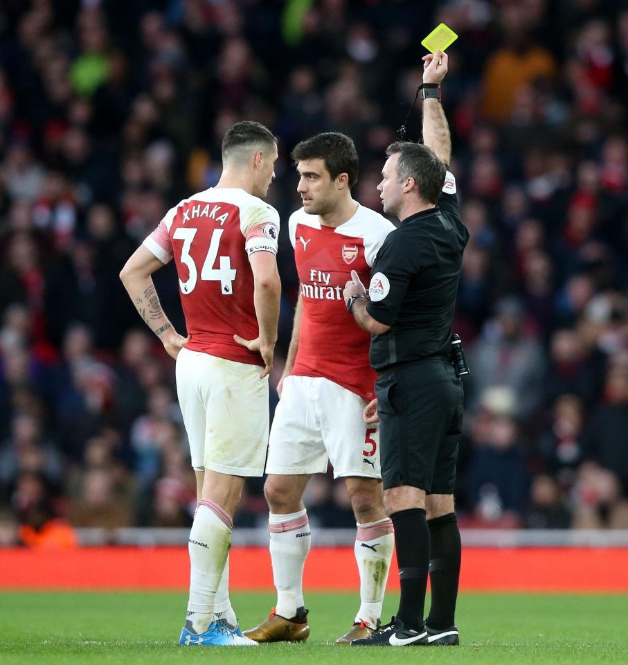  Granit Xhaka was also shown yellow for his diving antics