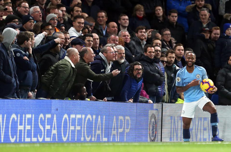 Raheem Sterling was subject to abuse at Stamford Bridge at the weekend