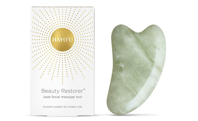  "The Hayo’u Jade face tool is ideal - just press the cool, flat edge of the jade to your skin to soothe."