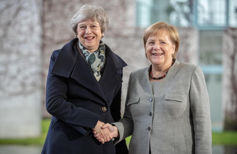  Mrs May met the German Chancellor as part of her bid to salvage her Brexit agreement