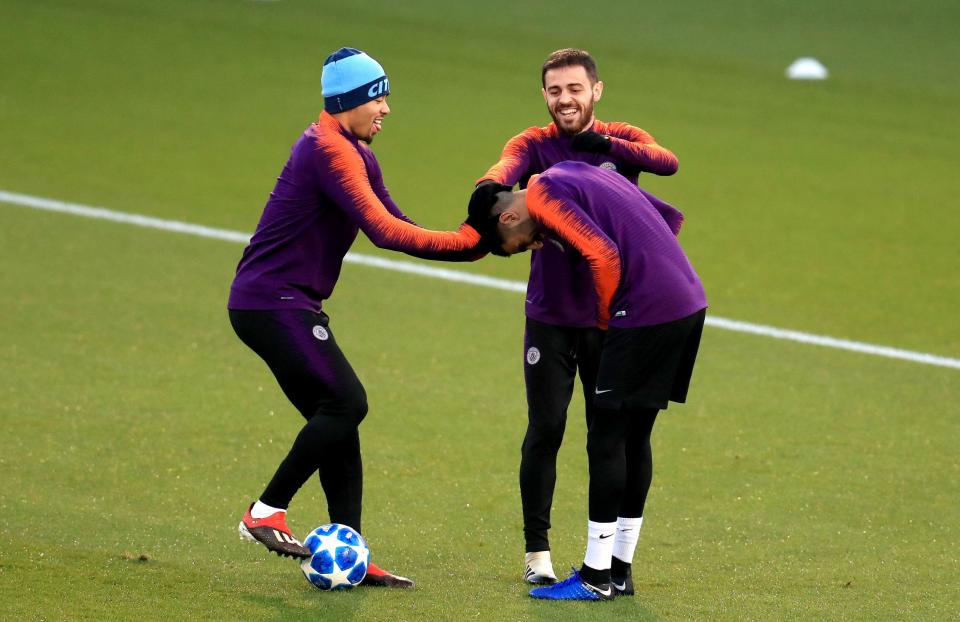  City stars were in a playful mood in training