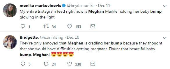  People have reacted positively to Meghan holding onto her bump