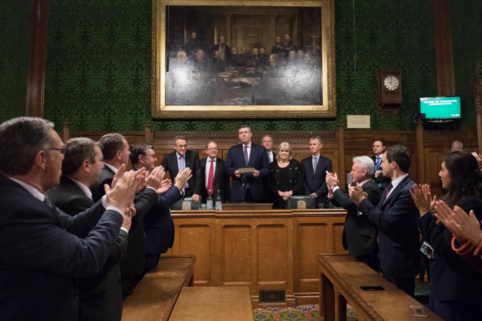  Backbench boss Sir Graham Brady announcing the vote's result last night