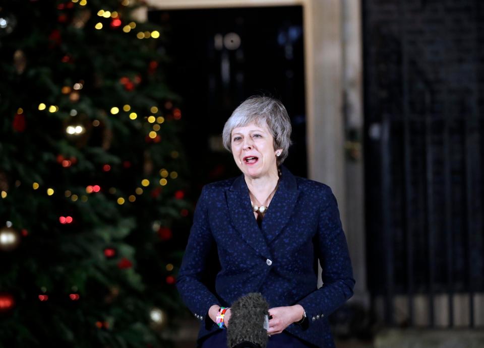  Theresa May speaking in Downing Street last night