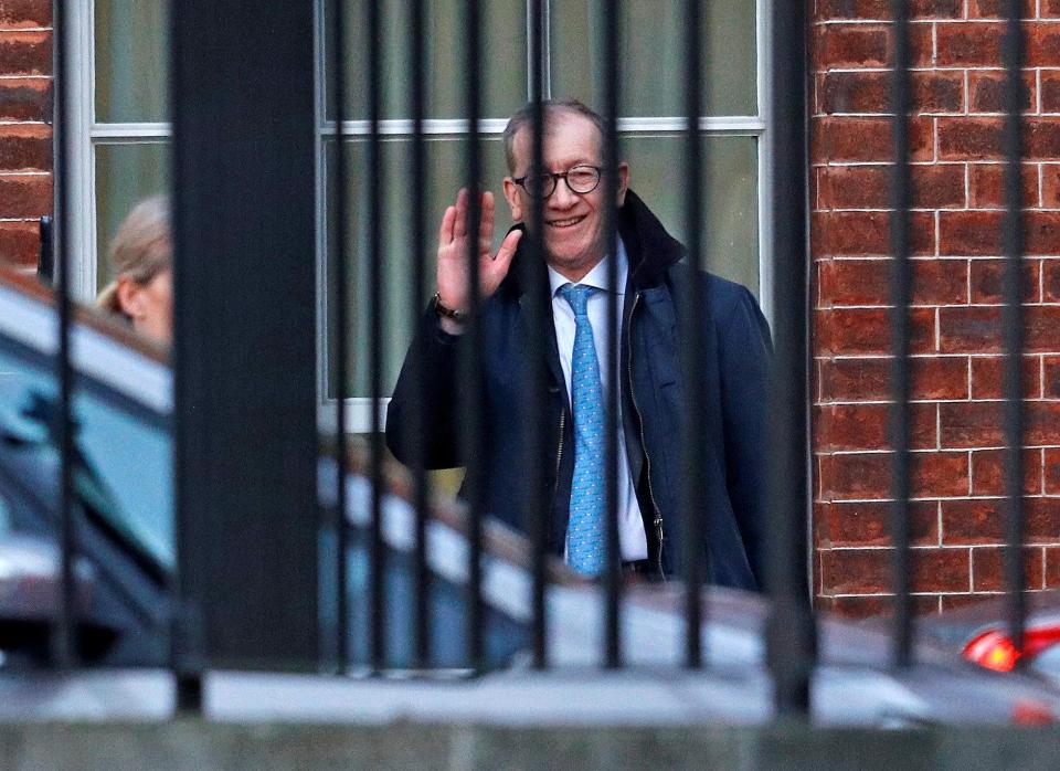  Mrs May's husband Philip waving her off in Downing Street this morning