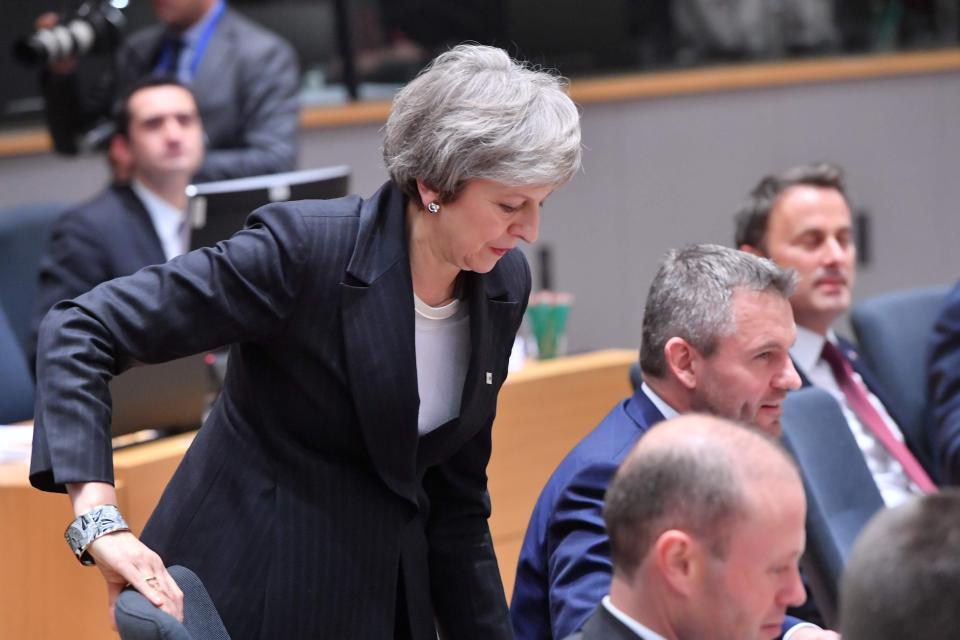  Theresa May in Brussels today meeting EU leaders