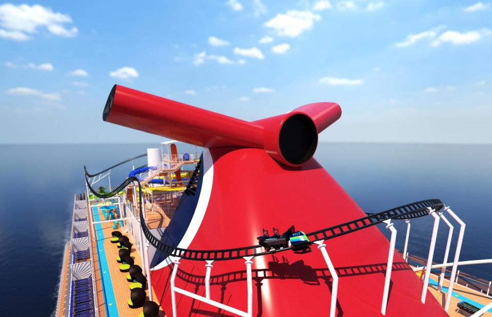 The ride will be wrapped around the top deck of the ship