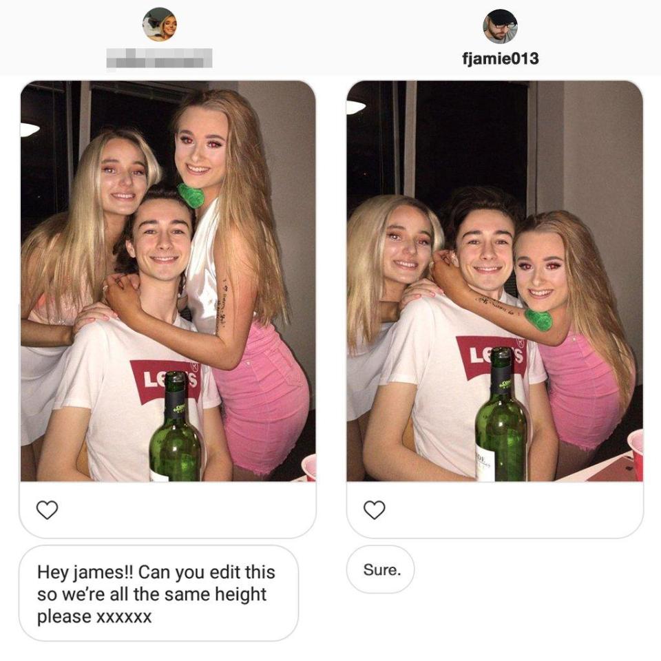  One young lady asked James to make her equal height to her mates