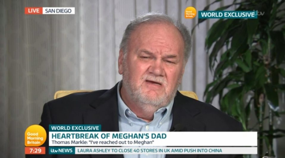 Thomas Markle said he wanted to reconnect with his daughter