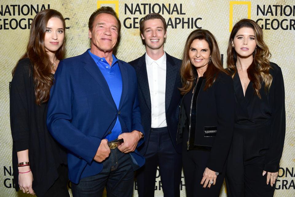 (L-R) Christina Schwarzenegger, Arnold Schwarzenegger, Patrick Schwarzenegger, Maria Shriver and Katherine Schwarzenegger 