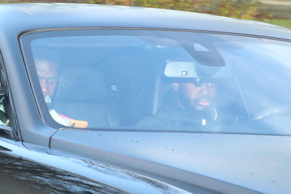 Paul Pogba arrives at training today in the wake of Jose Mourinho's axing