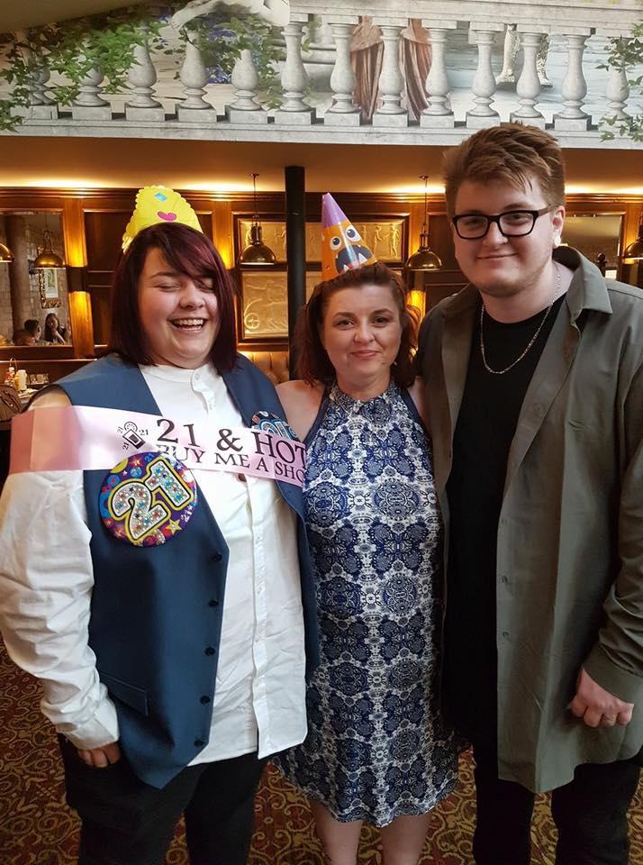  Clare, pictured with her kids Dominic, 24, and Georgia-Louise, 22, has been in remission for two years