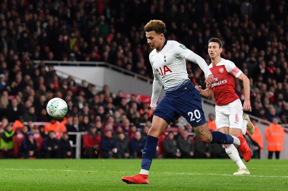  Laurent Koscielny could not catch Dele as the Spurs star made it 2-0