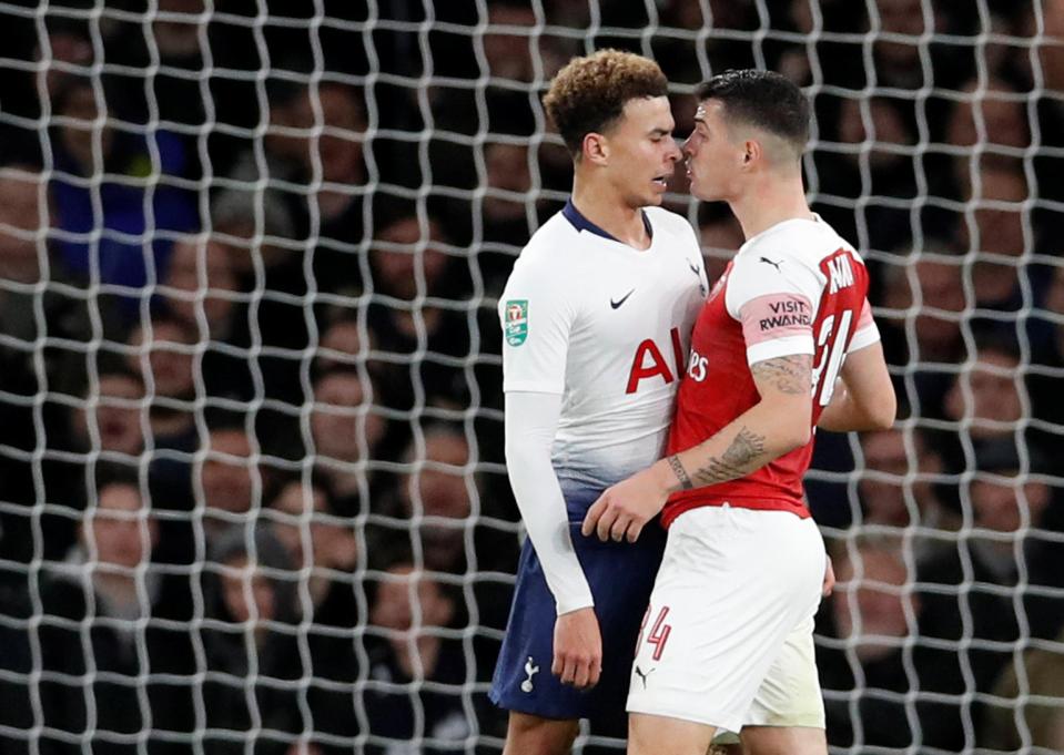  An all-round poor display from Xhaka was summed up by his stupid yellow card and confronting Dele Alli