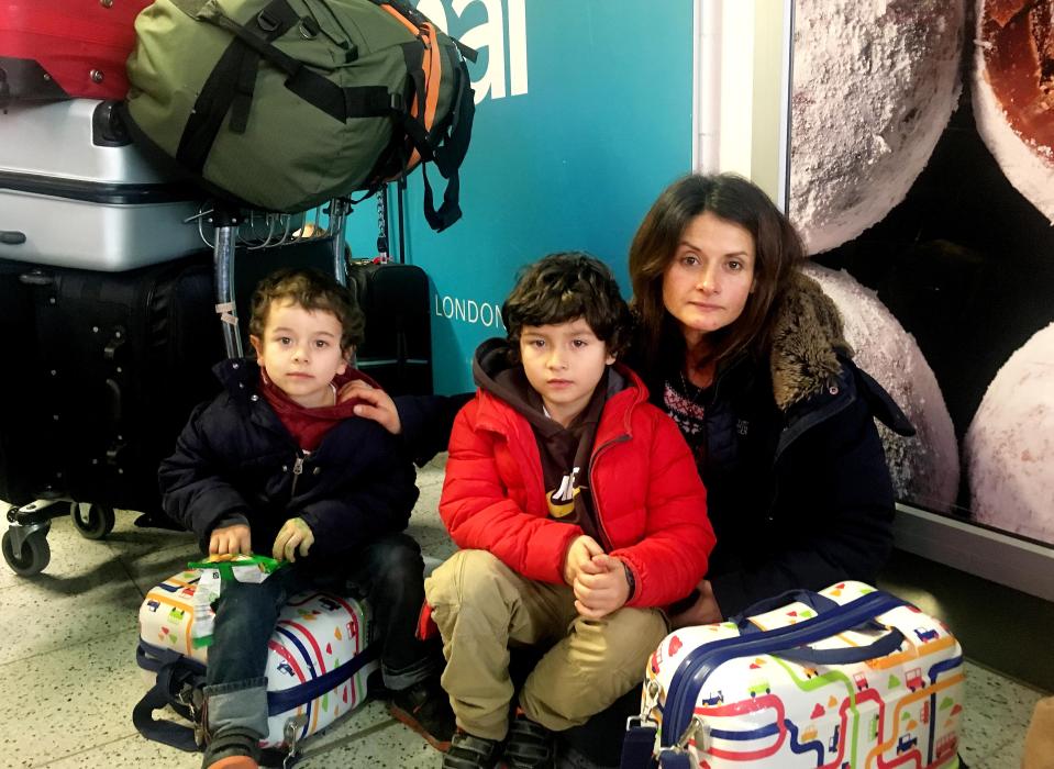  Liliana Cabrera and sons Isaac, six, and Leonardo, five, broke down in tears as their flight home to Colombia was cancelled - Liliana says she is 'devastated' for her boys