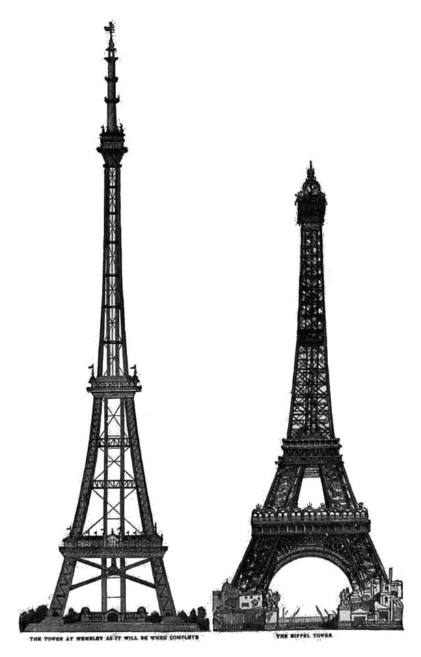  The Watkins Tower (left) was going to be London's answer to the Eiffel Tower (right) but plans got shelved during the build