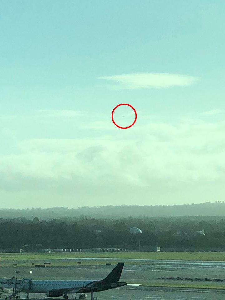  A stranded Gatwick passenger took this picture of suspected drone spotted hovering over the runway