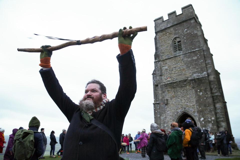  Hundreds of people gathered at Glastonbury Tor in Somerset to celebrate the Winter Solstice