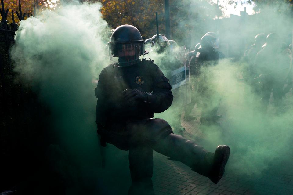  Riot police have clashed with protesters all across the Spanish capital