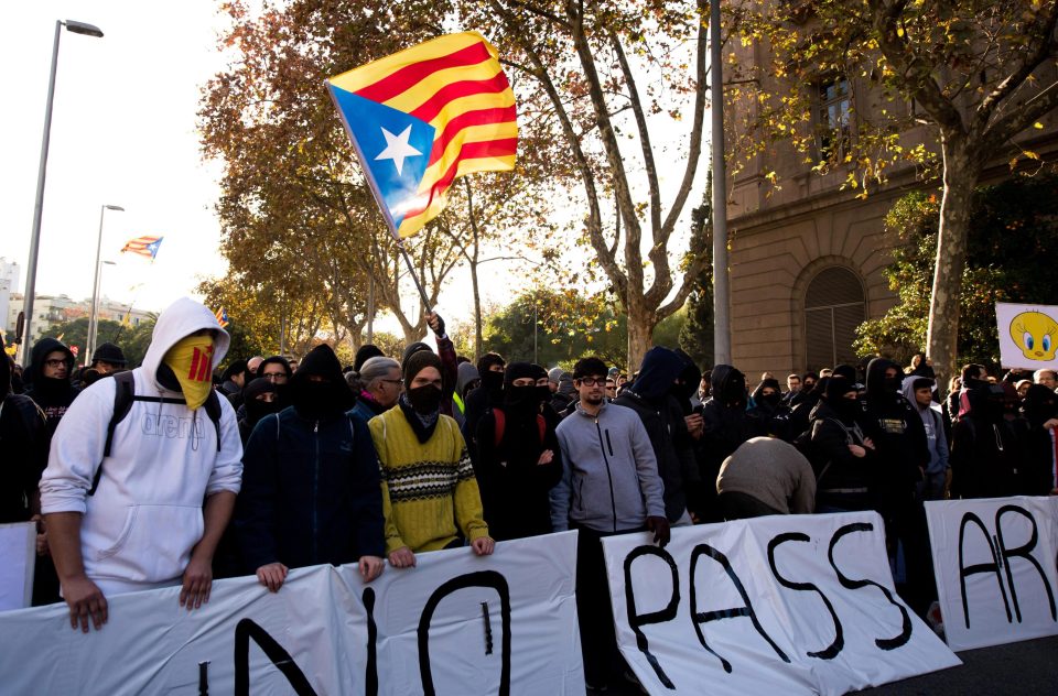  They are protesting against Spanish Prime Minister Pedro Sanchez's decision to lead his weekly Cabinet meeting in Barcelona