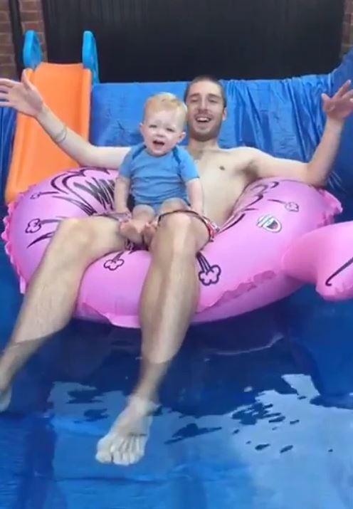  Dad Mark Hoyle from Nottingham had the genius idea of turning a builders' skip into a pool after he was tasked with keeping his little lad cool