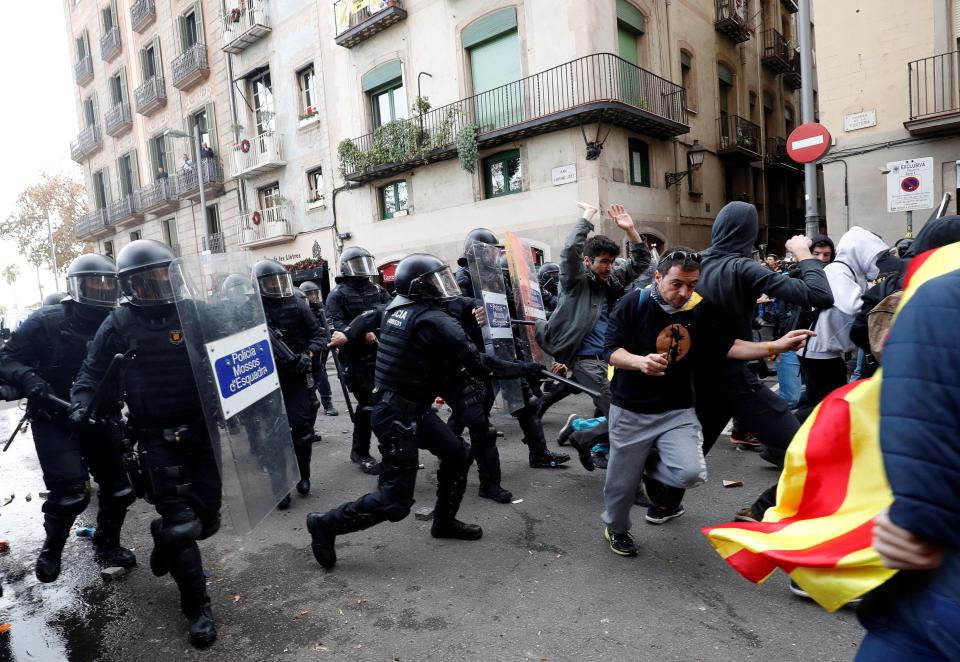  Riots have broken out in Barcelona today as the wave of chaos spreads across Europe