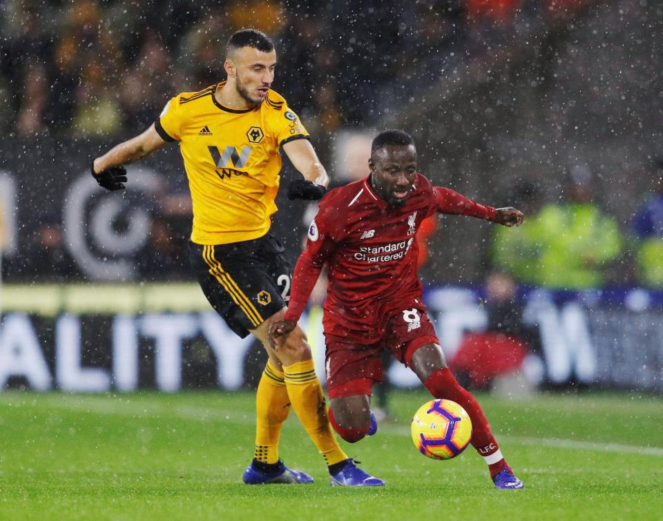  Naby Keita was forced off with an injury at Molineux this evening