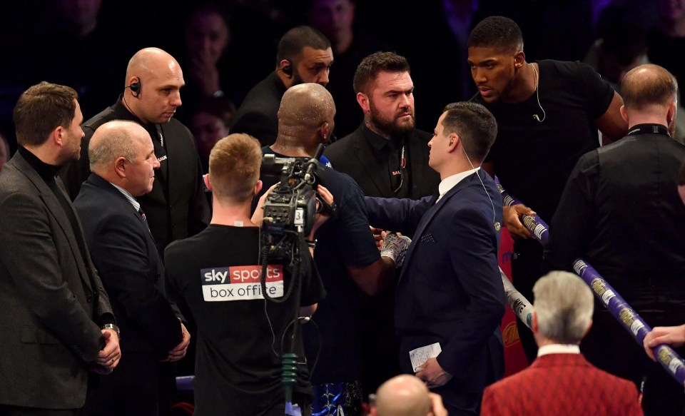 Anthony Joshua climbed in the ring after Dillian Whyte’s last fight but was booed out