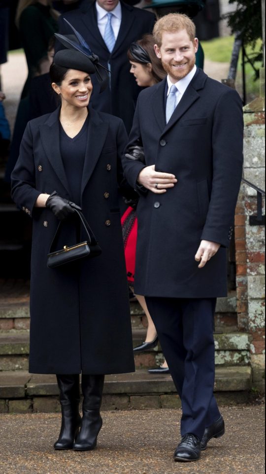  Pregnant Meghan Markle beams as she leaves church with Prince Harry after showing unity with Kate Middleton