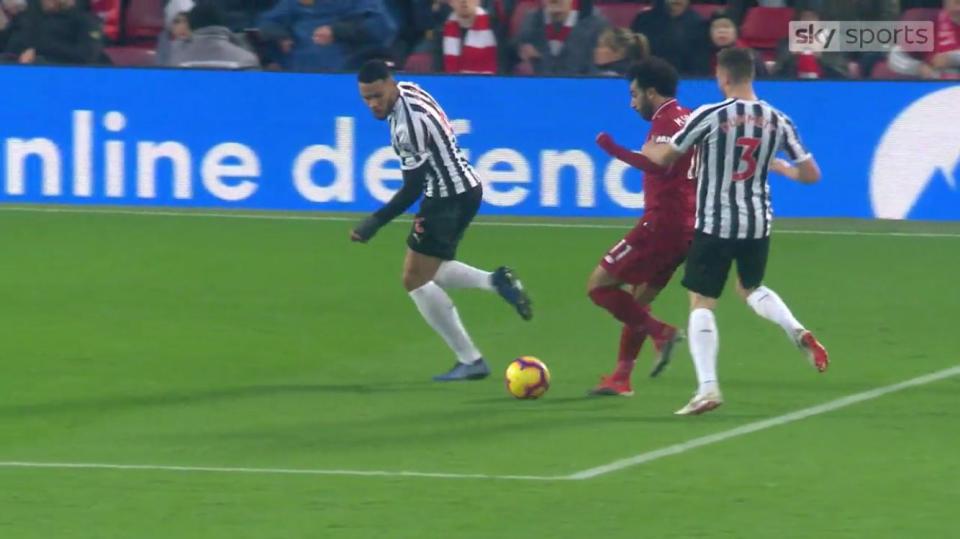  Salah went down in dramatic style against Newcastle