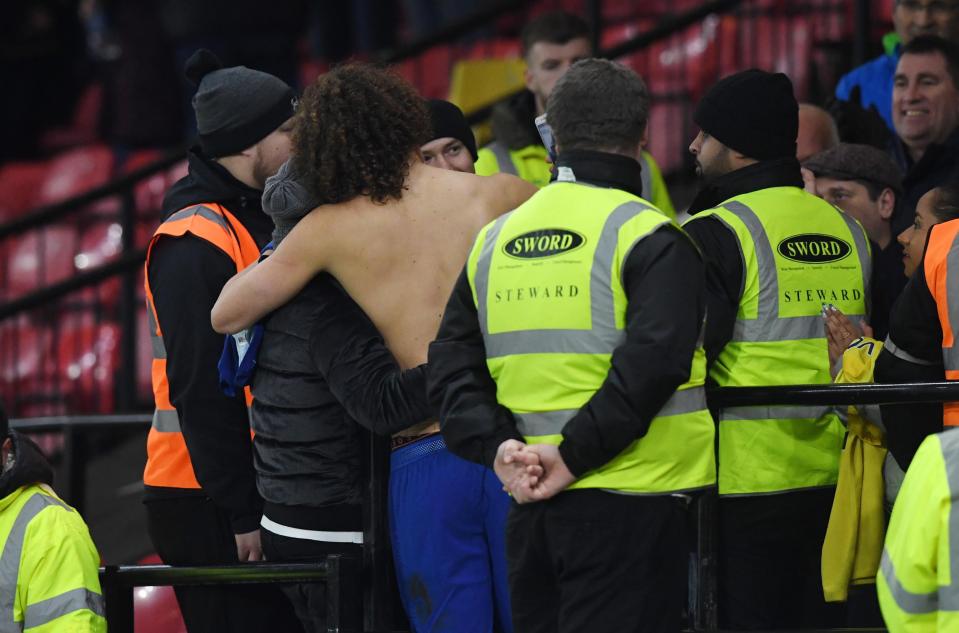  David Luiz also posed with supporters at full-time