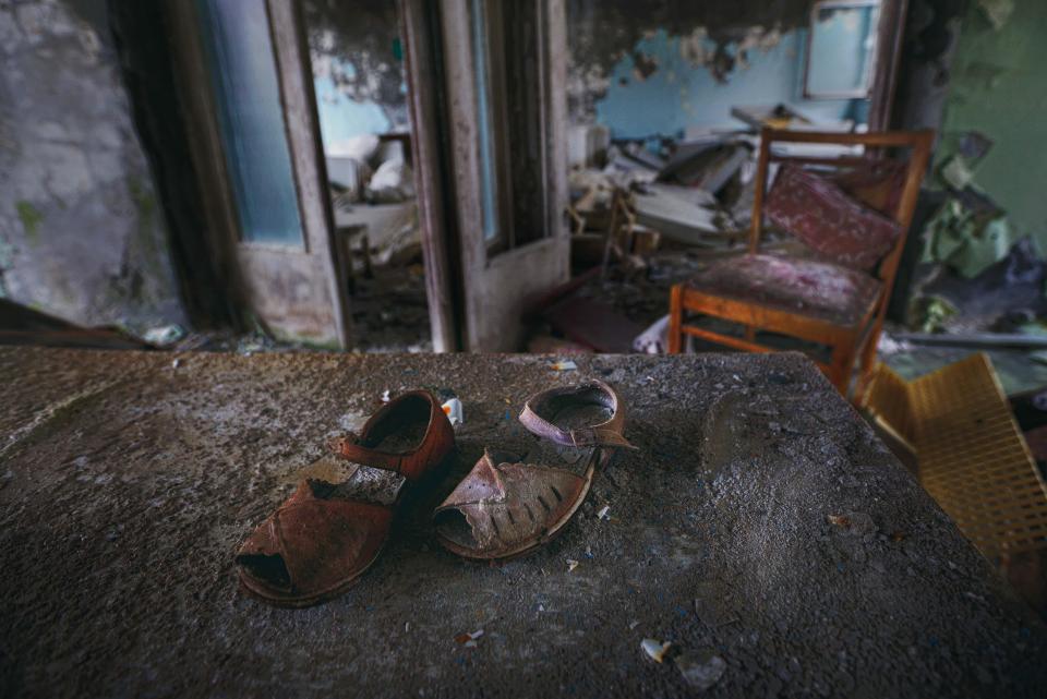  Shoes left behind by a resident