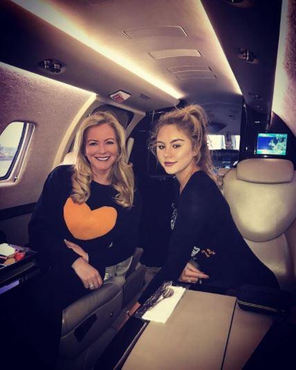  Michelle, pictured here with daughter Beth, 19, chartered a private jet for her family holiday to Courchevel