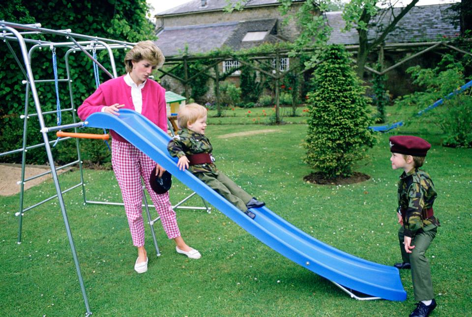  Prince Harry plays on a slide in the 347-acre grounds