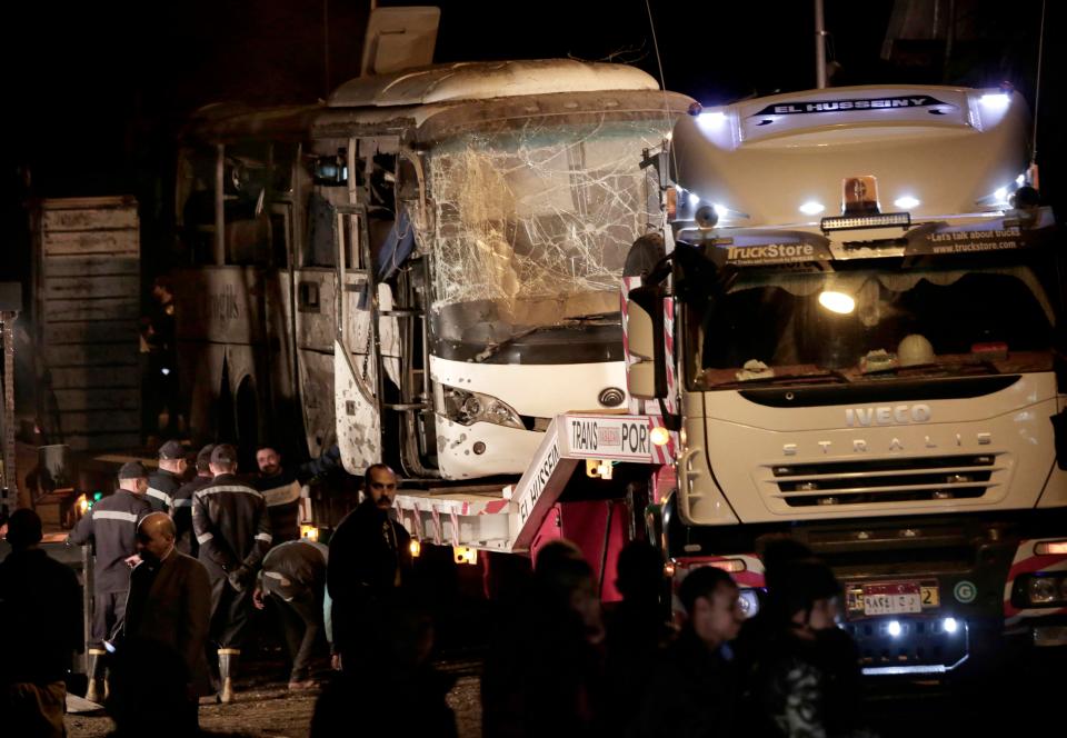  The killings come a day after this tourist bus was hit by a bomb blast