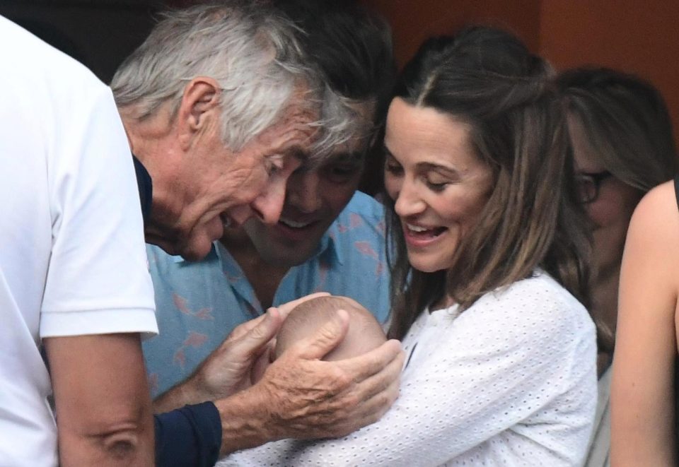  Pippa's new baby Arthur gets some attention from father-in-law David Matthews