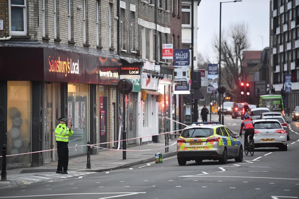  The scene at Fulham Palace Road in Hammersmith, West London where 39 people were arrested following the attempted murder of a man in a stabbing