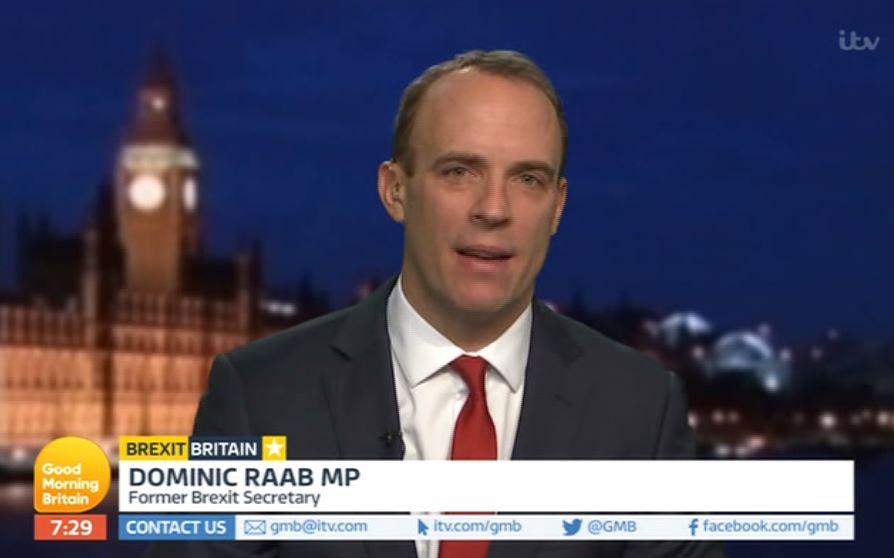 Dominic Raab appearing on Good Morning Britain today